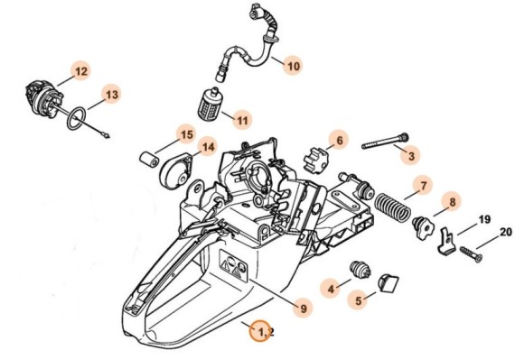Корпус паливного бака STIHL 11353500823