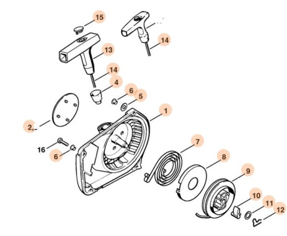 Корпус вентилятора з пусковим пристроєм STIHL 11210802101