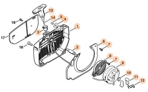 Корпус вентилятора з пусковим пристроєм STIHL 11220802110