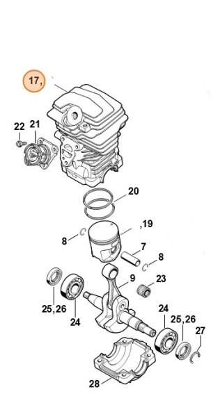 Циліндр з поршнем ? 41,5 мм (11430201201)