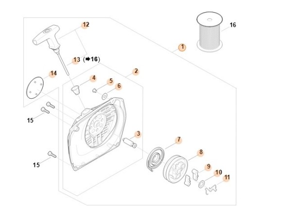 Пусковий пристрій в зборі STIHL 11240802102