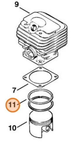 Кольцо поршневое O 52x1,5 мм (11150343010)
