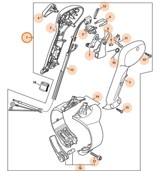 Рукоятка манипулятора с тросом газа (42447904900)