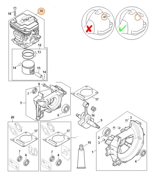 Циліндр з поршнем, діам.42мм STIHL 41470201207
