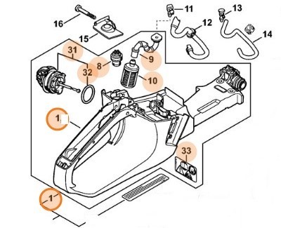 Корпус паливного бака STIHL 11433500807