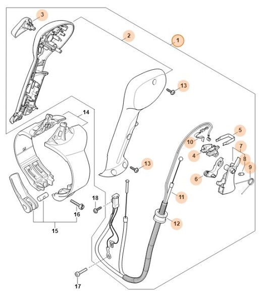 Рукоятка манипулятора с тросом газа (42837901300)