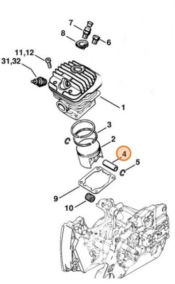 Палец поршневой 12х8х35 (11280341501)