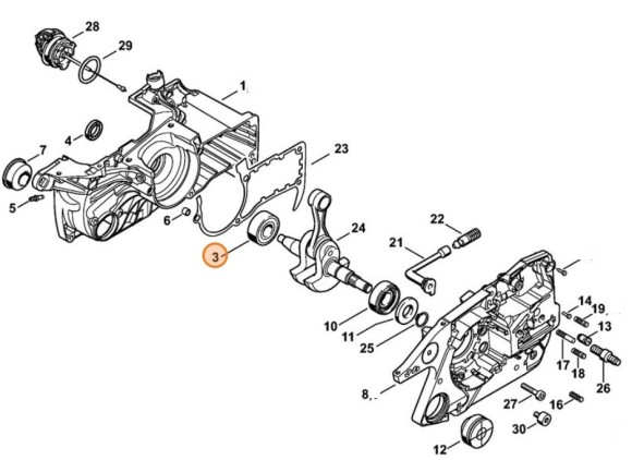 Радіальний шарикопідшипник 16х35х11 STIHL 95030030355
