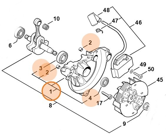 Половина картера - сторона вентилятора STIHL 41490202601