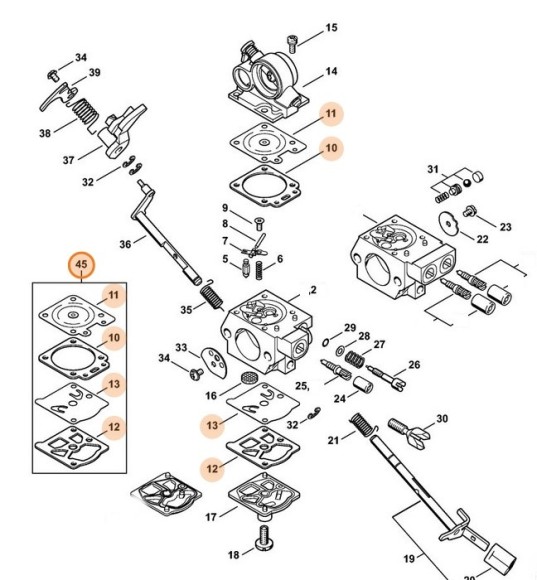Комплект компонентов карбюратора (11400071004)