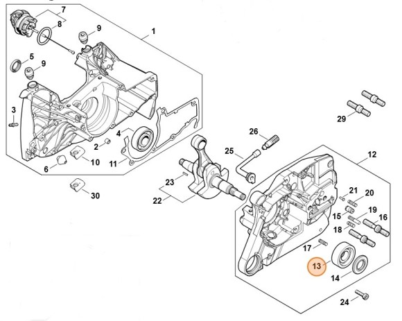Радіальний шарикопідшипник 17х40х14 STIHL 95230034556