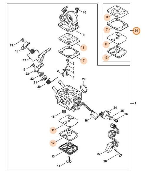 Комплект компонентов карбюратора (11400071703)