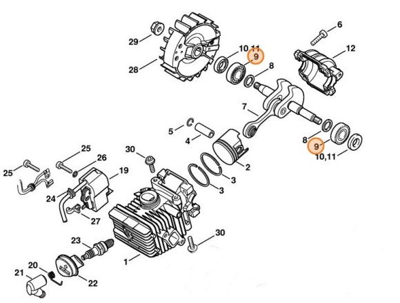 Радіальний шарикопідшипник 6001 STIHL 95030030210