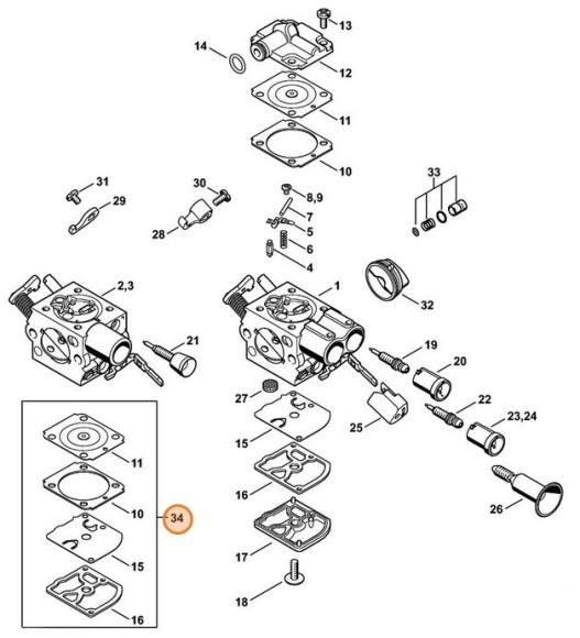 Комплект компонентов карбюратора (11410071030)
