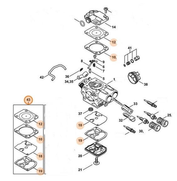 Комплект компонентов карбюратора (11430071703)