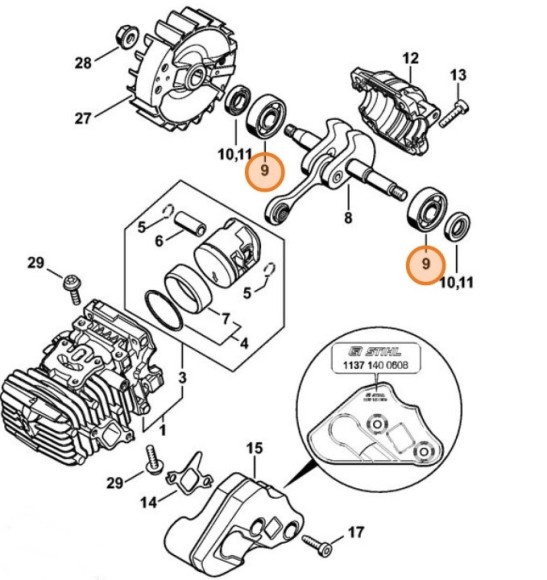 Радіальний шарикопідшипник 6201 STIHL 95030030239