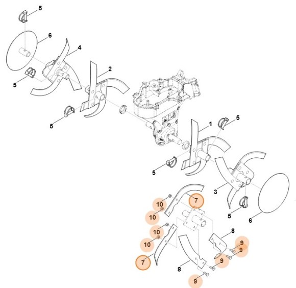 Пропашний ніж в зборі справа STIHL 62417103105