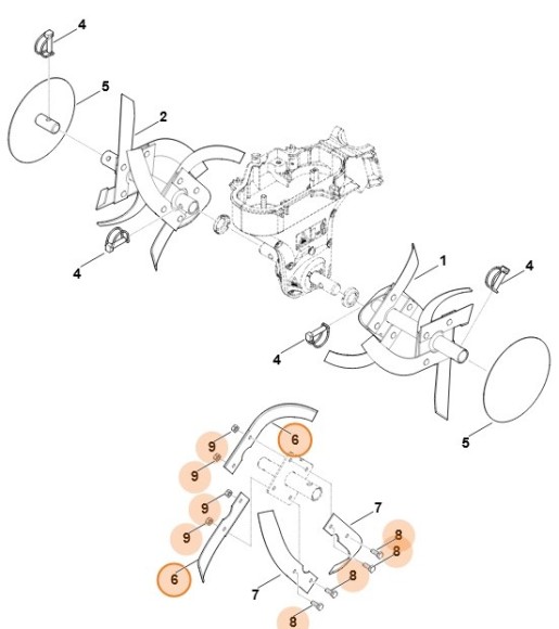 Пропашний ніж в зборі справа STIHL 62427103105