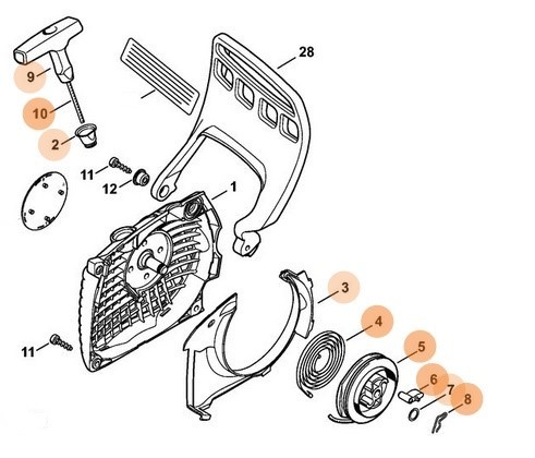 Корпус вентилятора з пусковим пристроєм STIHL 11410802101