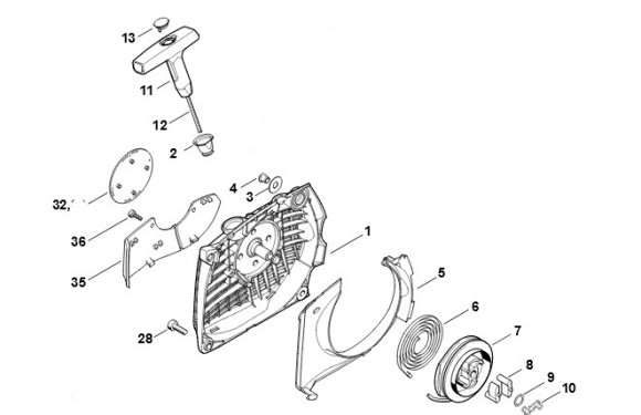 Корпус вентилятора з пусковим пристроєм STIHL 11410802104