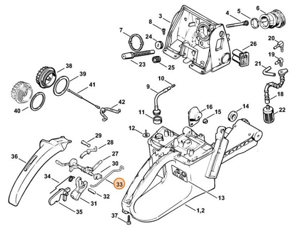 Важільно-тяговий механізм дросельної заслонки STIHL 11221821502