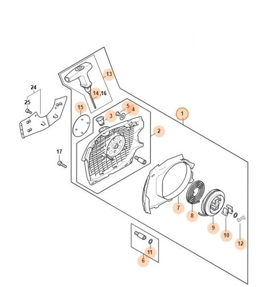 Корпус вентилятора з пусковим пристроєм STIHL 11420802102