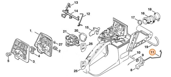 Важільно-тяговий механізм дросельної заслонки STIHL 11251821502