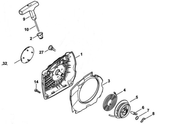 Корпус вентилятора з пусковим пристроєм STIHL 11430802107