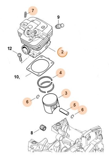 Циліндр з поршнем діам. 47мм STIHL 11350201202