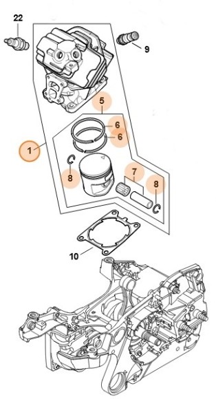 Циліндр з поршнем, діам.47мм STIHL 11400201210