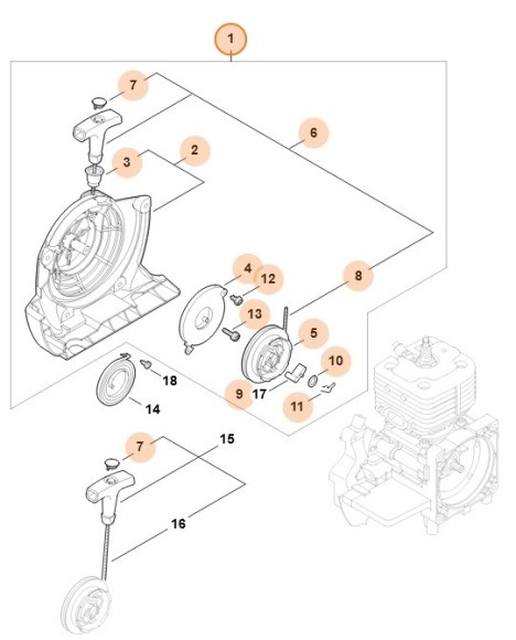 Корпус вентилятора з пусковим пристроєм STIHL 41280802101