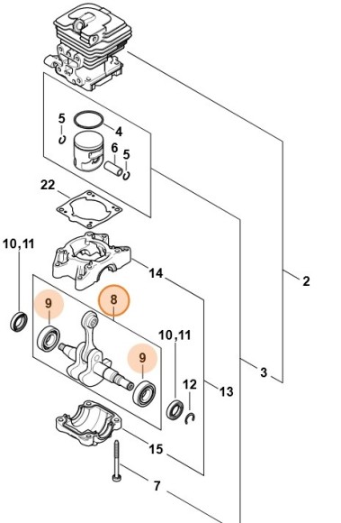 Вал з підшипником STIHL 11480301008