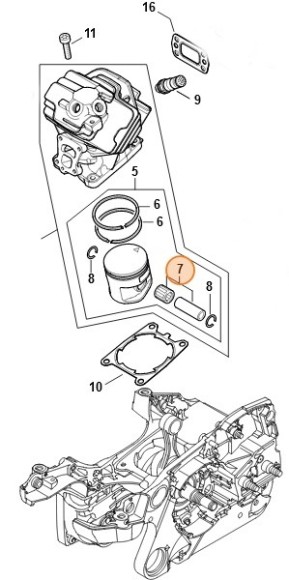 Комплект - Поршньовий палець з гольчатим підшипником STIHL 11400071013