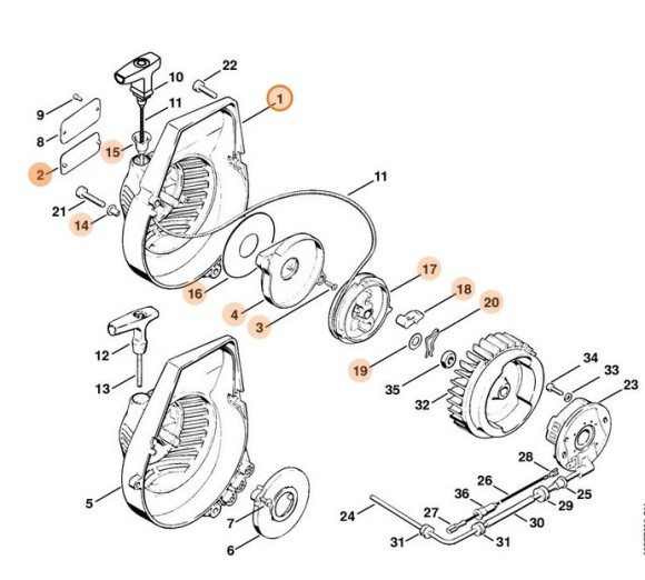 Корпус вентилятора з пусковим пристроєм STIHL 42010802102