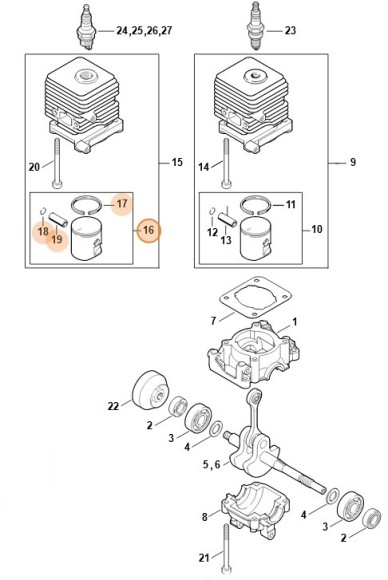 Поршень, діам. 34 мм STIHL 41440302002