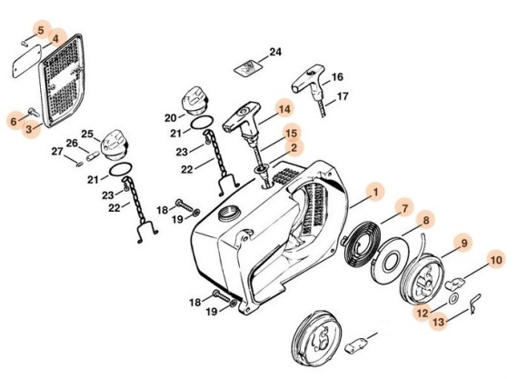 Корпус вентилятора з пусковим пристроєм STIHL 42050802100