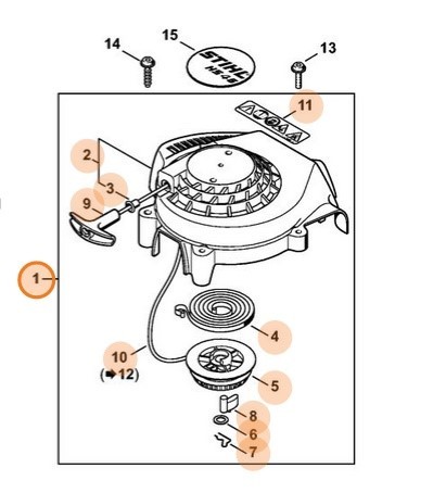 Корпус вентилятора з пусковим пристроєм STIHL 42280802100