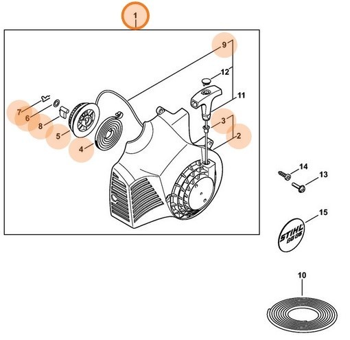 Корпус вентилятора з пусковим пристроєм STIHL 42290802105