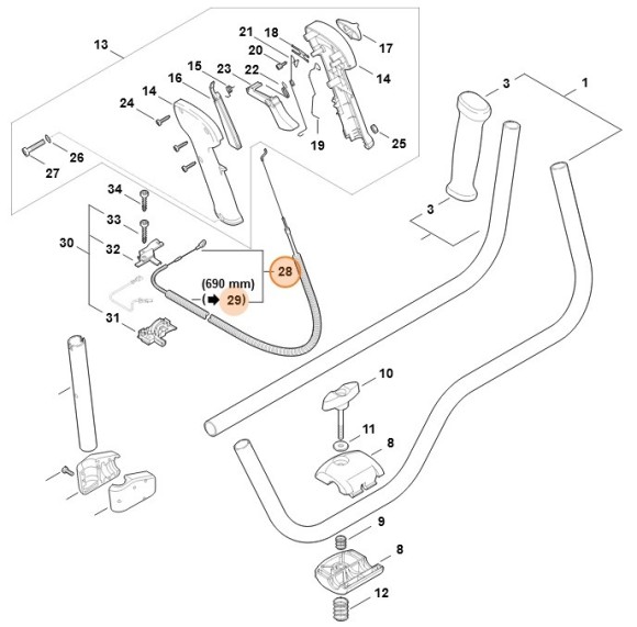 Трос управління дросельною заслонкою STIHL 41281801102