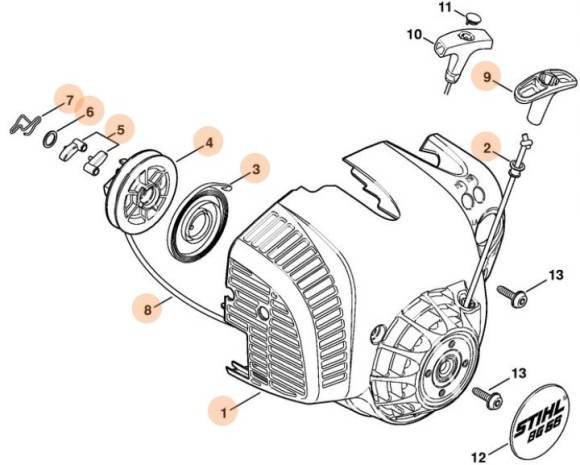 Корпус вентилятора з пусковим пристроєм STIHL 42410802106