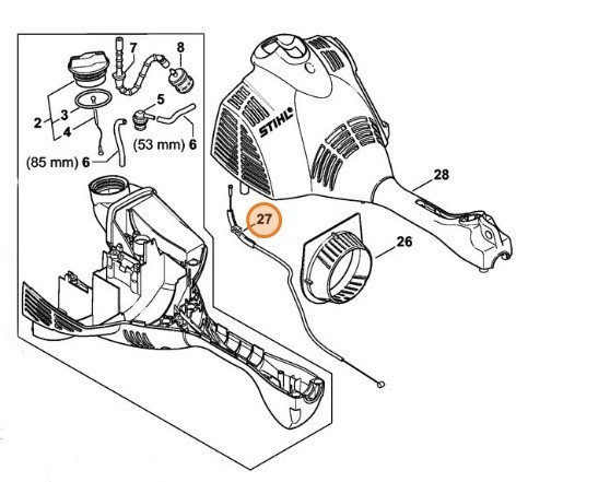 Трос управління дросельною заслонкою STIHL 41441801100