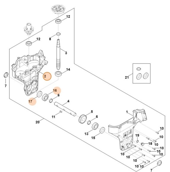 Кожух коробки передач зправа в зборі STIHL 62416400497