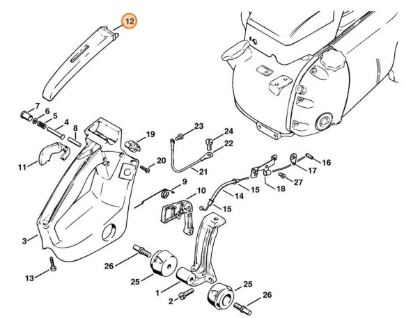 Напівкожух задньої рукоятки STIHL 11187910602